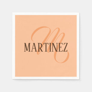 Peach Fuzz Elegant Personalized Name Napkin