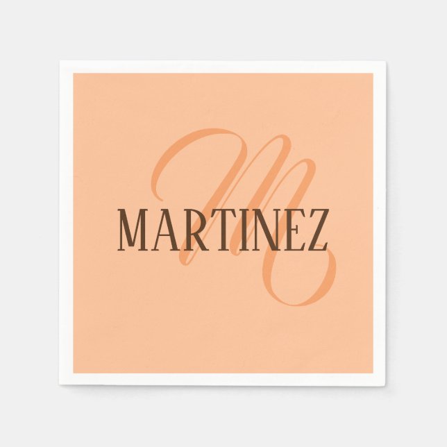 Peach Fuzz Elegant Personalized Name  Napkin (Front)