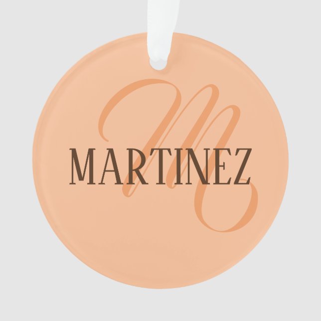 Peach Fuzz Elegant Personalized Name  Ornament (Front)