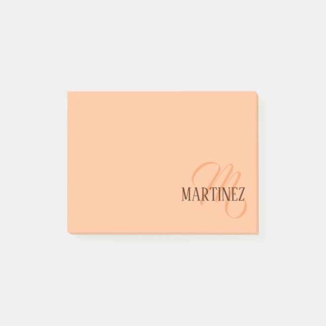 Peach Fuzz Elegant Personalized Name  Post-it Notes (Front)