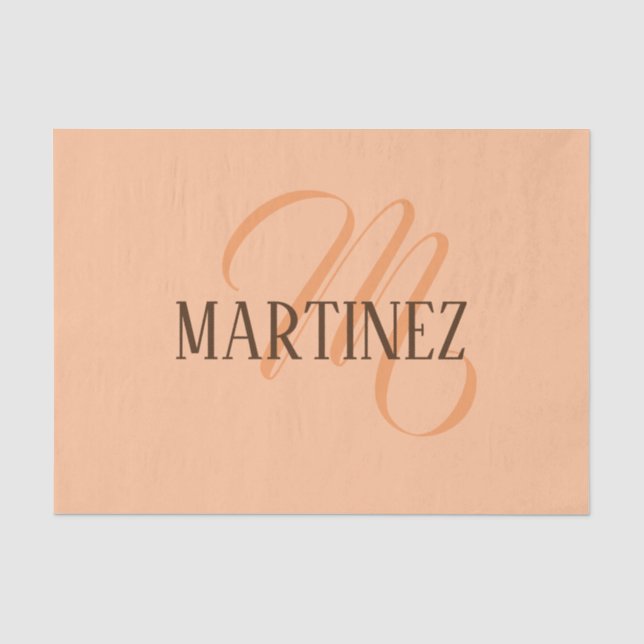 Peach Fuzz Elegant Personalized Name  Tissue Paper (Front)
