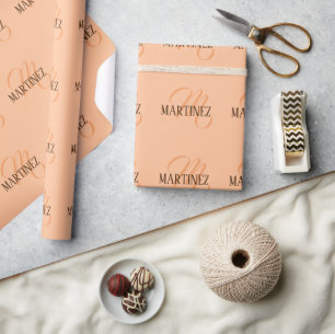 Peach Fuzz Elegant Personalized Name  Wrapping Paper
