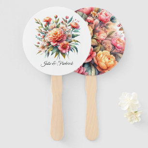 Peach Fuzz Floral Wedding Hand Fan
