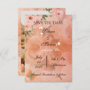 Peach Fuzz Floral Wedding Save the Date