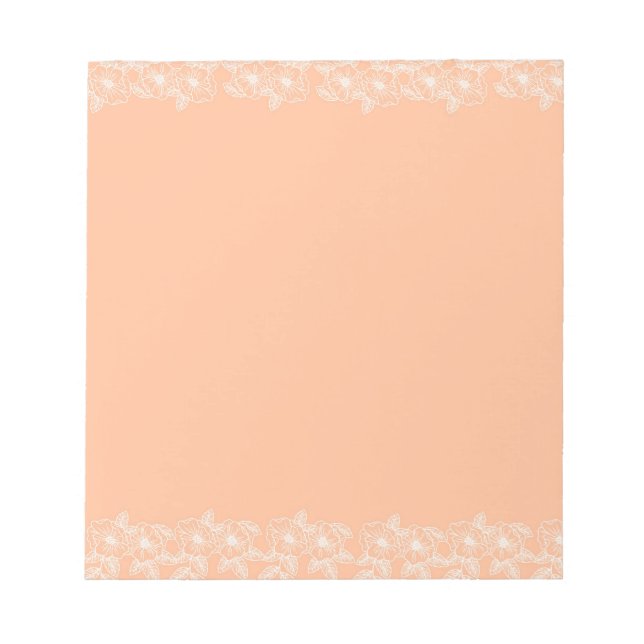 Peach Fuzz Flower Border Customizable & Elegant  Notepad (Front)