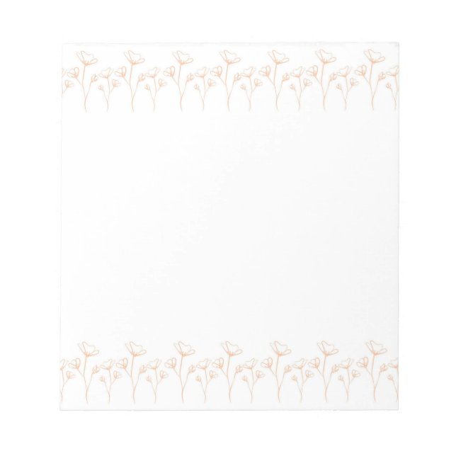Peach Fuzz Flower Border Customizable & Elegant  Notepad (Front)