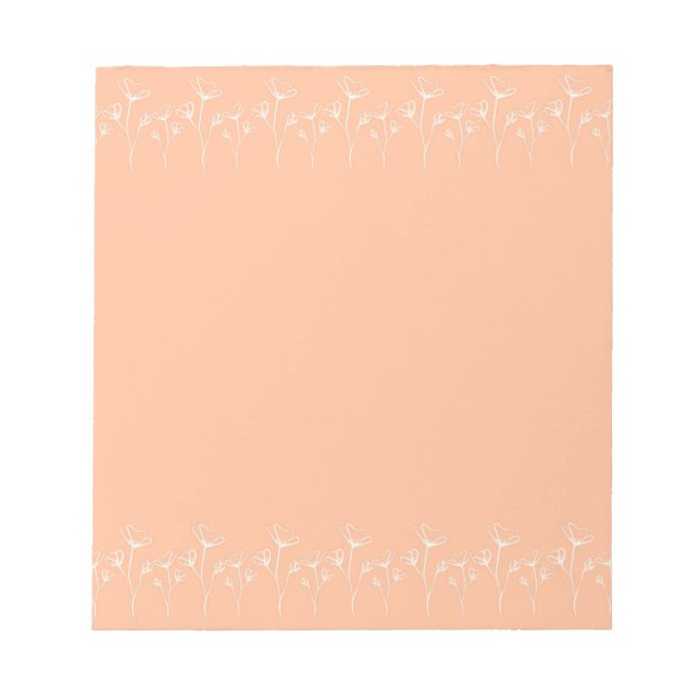 Peach Fuzz Flower Border Customizable & Elegant  Notepad (Front)