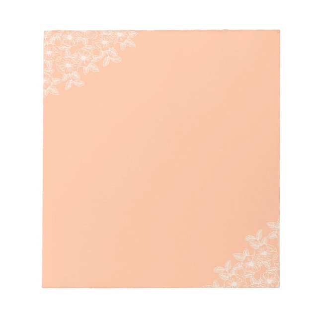 Peach Fuzz Flower Border Customizable & Elegant  Notepad (Front)