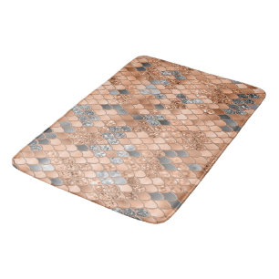 Peach Fuzz Grey Mermaid Scales Glam #1  Bath Mat