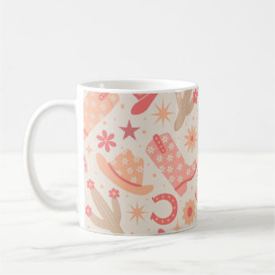 Peach Fuzz Groovy Cowgirl Boots and Hats pattern  Coffee Mug