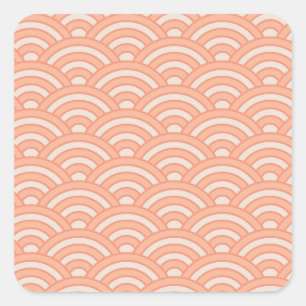 Peach Fuzz Japanese Waves Seigaiha  Square Sticker