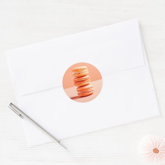 Peach Fuzz, Macaroons, Classic Round Sticker (Envelope)