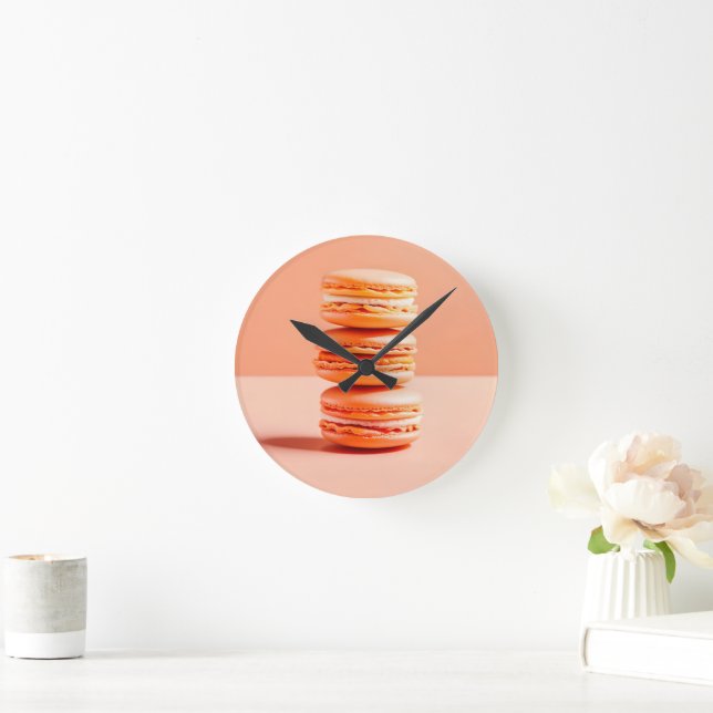 Peach Fuzz, Macaroons, Round Clock (Home)