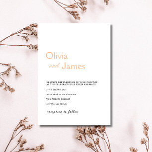 Peach Fuzz Minimalist Elegant Modern Wedding Invitation