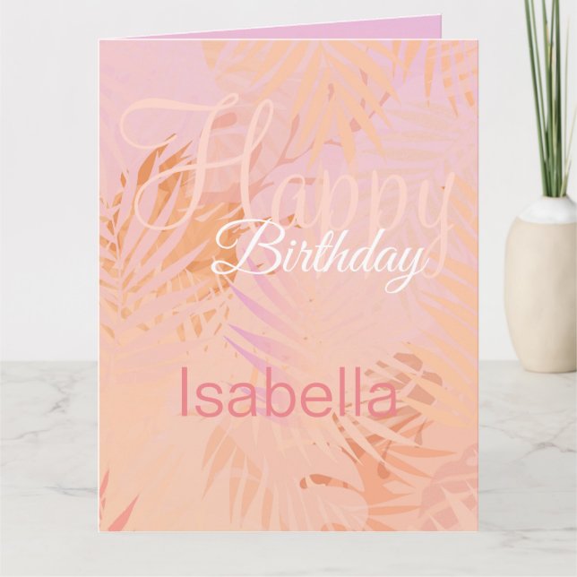 Peach Fuzz Minimalist Modern Personalized Birthday Card (Front)
