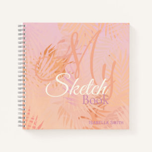 Peach Fuzz Minimalist Modern Tropical Leaves Notebook