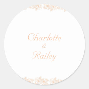 Peach Fuzz minimalist Trendy Flower Pattern Classic Round Sticker