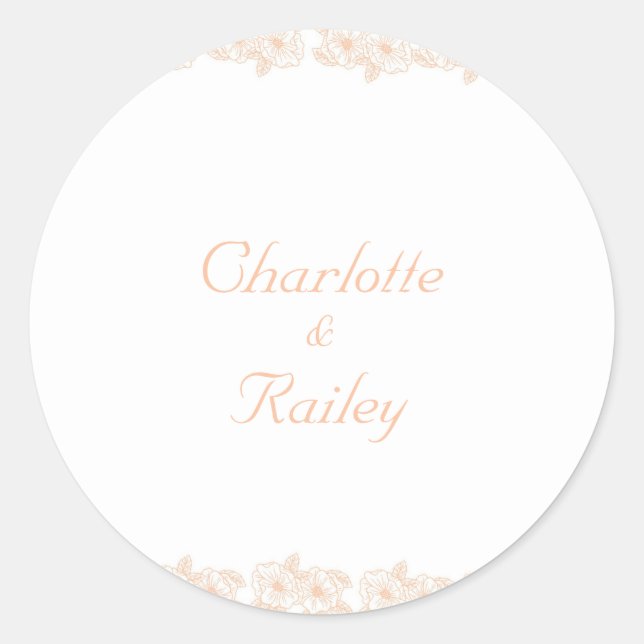 Peach Fuzz minimalist Trendy Flower Pattern Classic Round Sticker (Front)