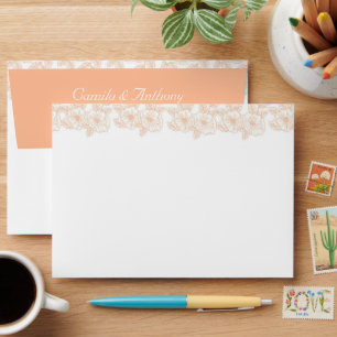 Peach Fuzz minimalist Trendy Flower Pattern Envelope