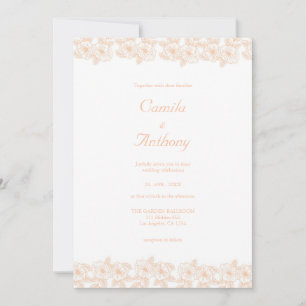 Peach Fuzz minimalist Trendy Flower Pattern Invitation
