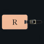 Peach Fuzz Monogram Custom Name Initial Gift Favou Luggage Tag<br><div class="desc">Monogrammed initial and also personal details like name,  address,  phone number and email all of which you can edit. Designed with peach fuzz colour background,  you can change the colour if you wish. Cool travel gift idea for him or her.</div>