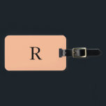 Peach Fuzz Monogram Custom Name Initial Gift Favou Luggage Tag<br><div class="desc">Monogrammed initial and also personal details like name,  address,  phone number and email all of which you can edit. Designed with peach fuzz colour background,  you can change the colour if you wish. Cool travel gift idea for him or her.</div>