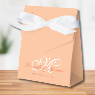 Peach Fuzz Monogrammed Custom Wedding Favor Box