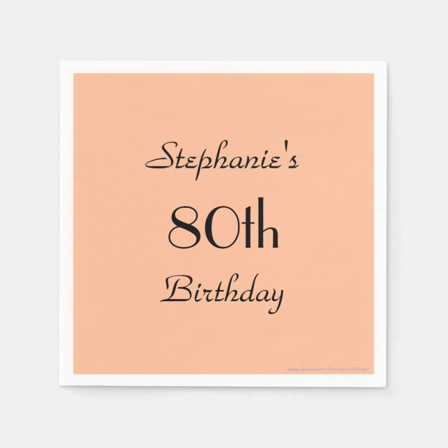 Peach Fuzz, Name, 80th Birthday Party Napkin (Front)