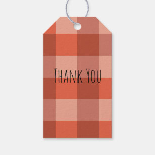 Peach Fuzz Orange Chequerboard Personalized Gift Tags