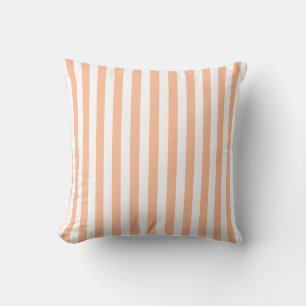 Peach Fuzz Peach and White Medium Narrow Stripes Throw Pillow