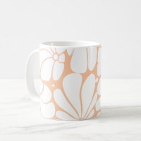 Peach Fuzz Retro 70s White Flower Graphic Design