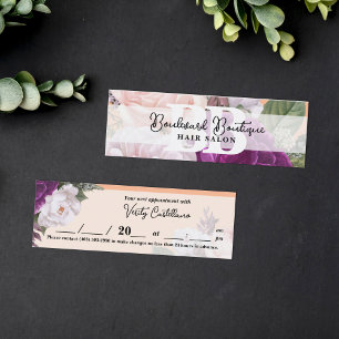 Peach Fuzz Rose Floral Salon Bookmark Appointment Mini Business Card