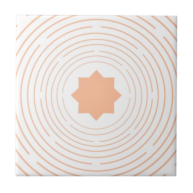Peach Fuzz Star Circle Islamic Geometric Pattern Tile (Front)