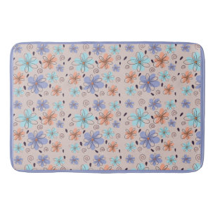 Peach garden floral spring pattern bath mat