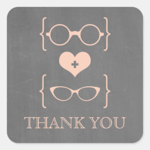 Peach Geeky Glasses Chalkboard Stickers Merci