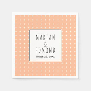 Peach geometric typography wedding napkin
