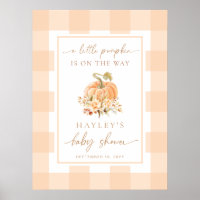 Peach Gingham A Little Pumpkin Baby Shower Welcome