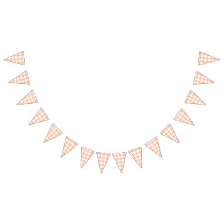 Peach Gingham Country Wedding Bunting Flags