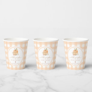 Peach Gingham Fall A Little Pumpkin Is On The Way Paper Cups