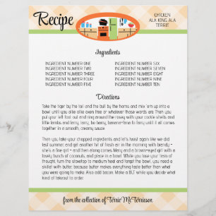 Peach gingham retro kitchen recipe binder inser...