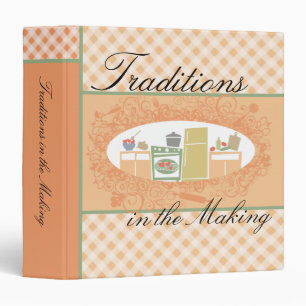 Peach gingham retro kitchen recipe cookbook binder