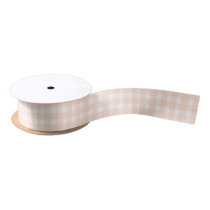 Peach Gingham Satin Ribbon