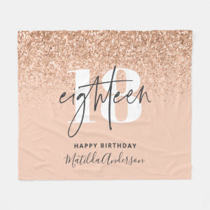 Peach girly modern glitter chic 18 birthday  fleece blanket
