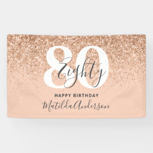 Peach girly modern glitter chic birthday decor  banner