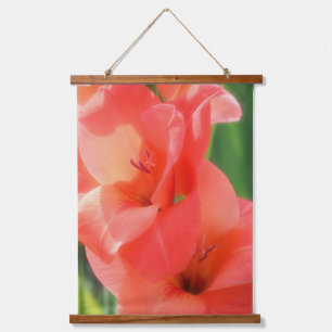 Peach Gladiolus Flower Close Up    Hanging Tapestry