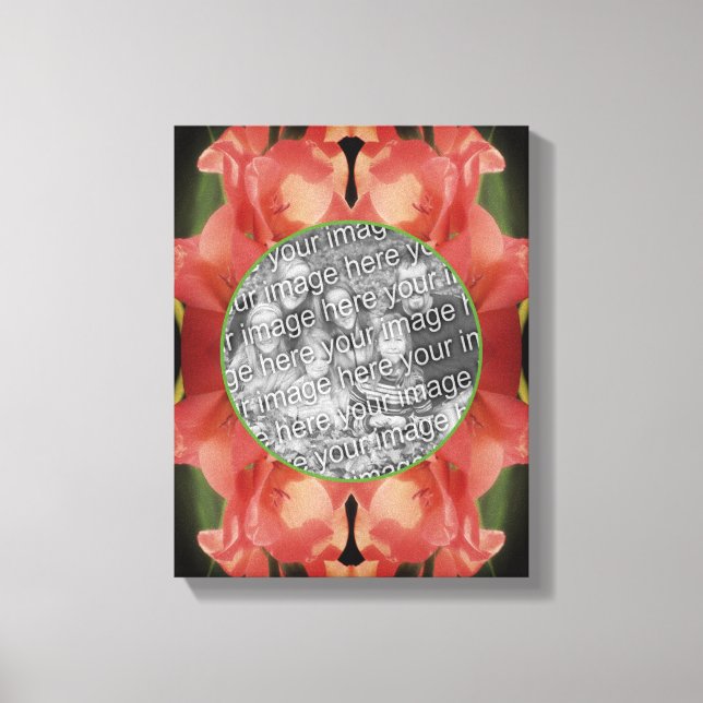 Peach Gladiolus Flower Frame Create Your Own Photo Canvas Print (Front)