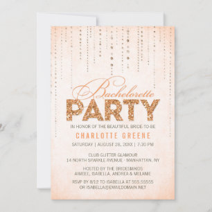 Peach Glitter Look Bachelorette Party Invitation