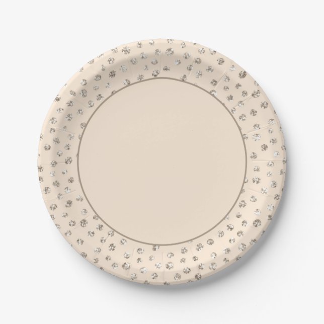 Peach Glitter Sparkle Elegant Glamourous Party Paper Plate (Front)