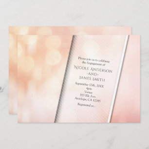 Peach Glow Elegant Bokeh Lights Engagement Party Invitation