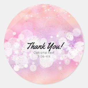 Peach Glow Sparkle Lights Glam Birthday Party Classic Round Sticker